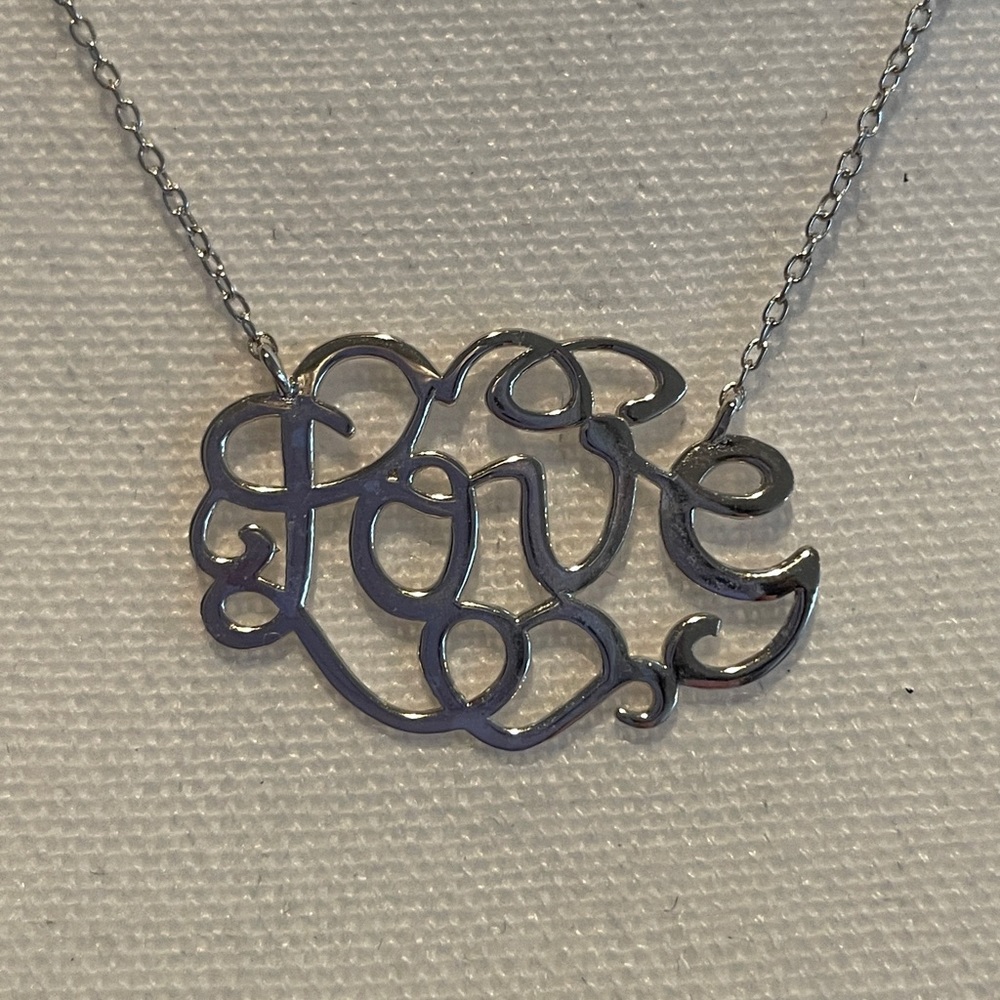 925 silver scroll Love necklace on an adjustable length chain
